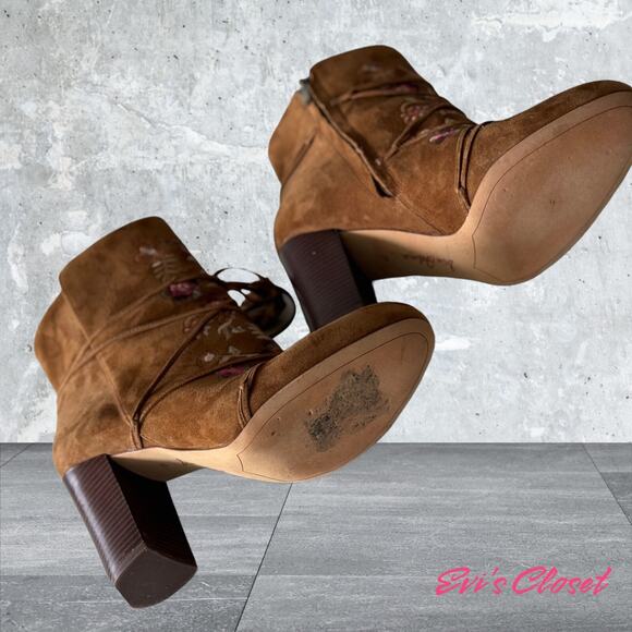 Sam Edelman Winnie Anchropologie Boots Suede-Leather Embroidered Floral 10 US - Picture 5 of 8